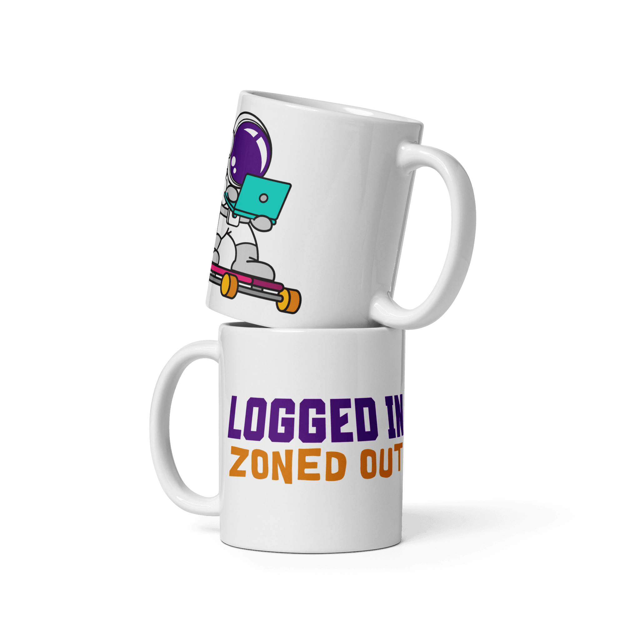 Logged In Zoned Out Funny Tech Mug Logged In Zoned Out remote work mug design