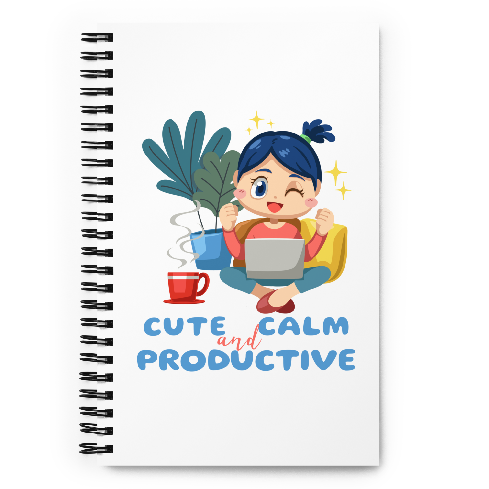 Cute Calm and Productive Work From Home Notebook Cute Calm and Productive work from home content creator notebook design