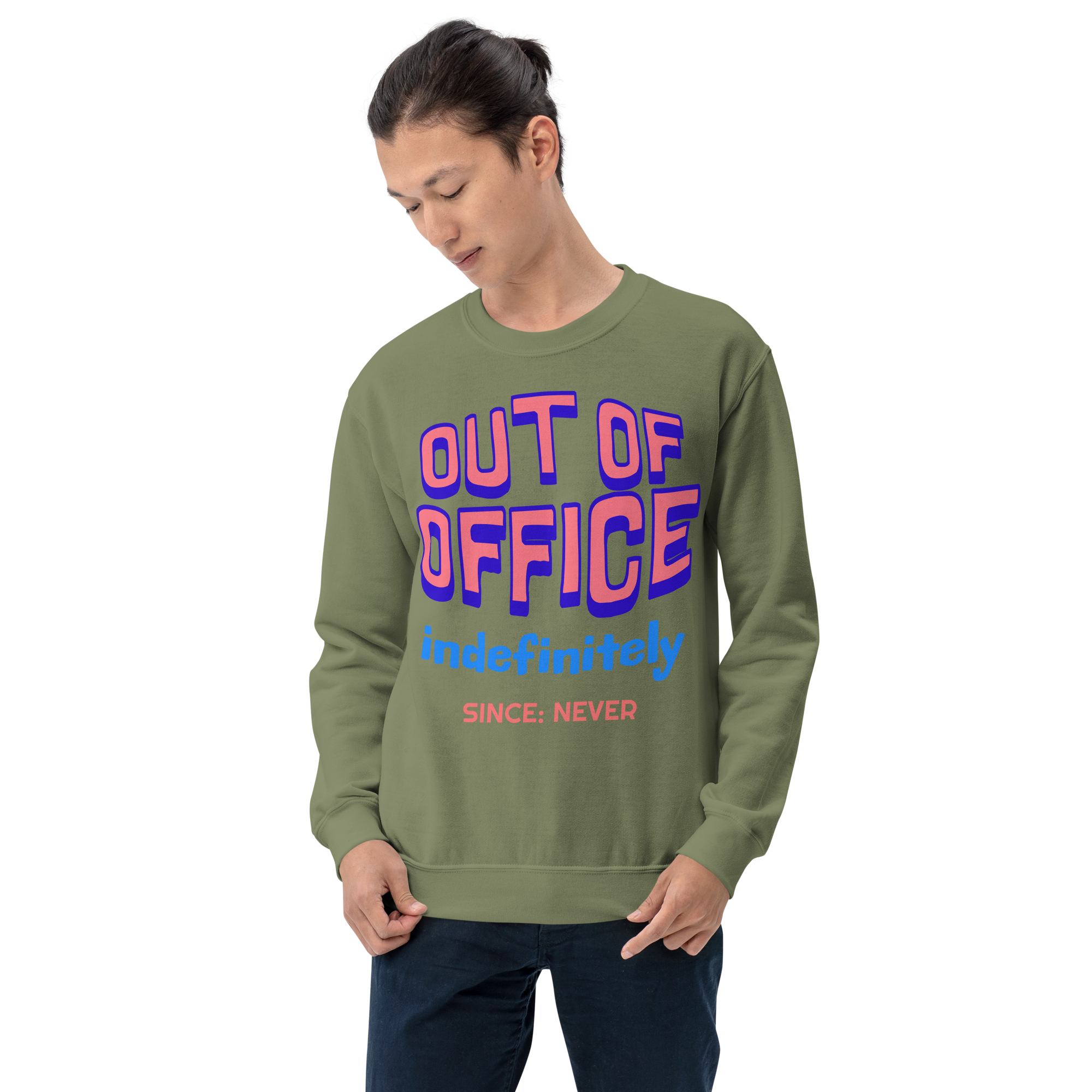 unisex-crew-neck-sweatshirt-military-green-front-6a0418bd758c1.png