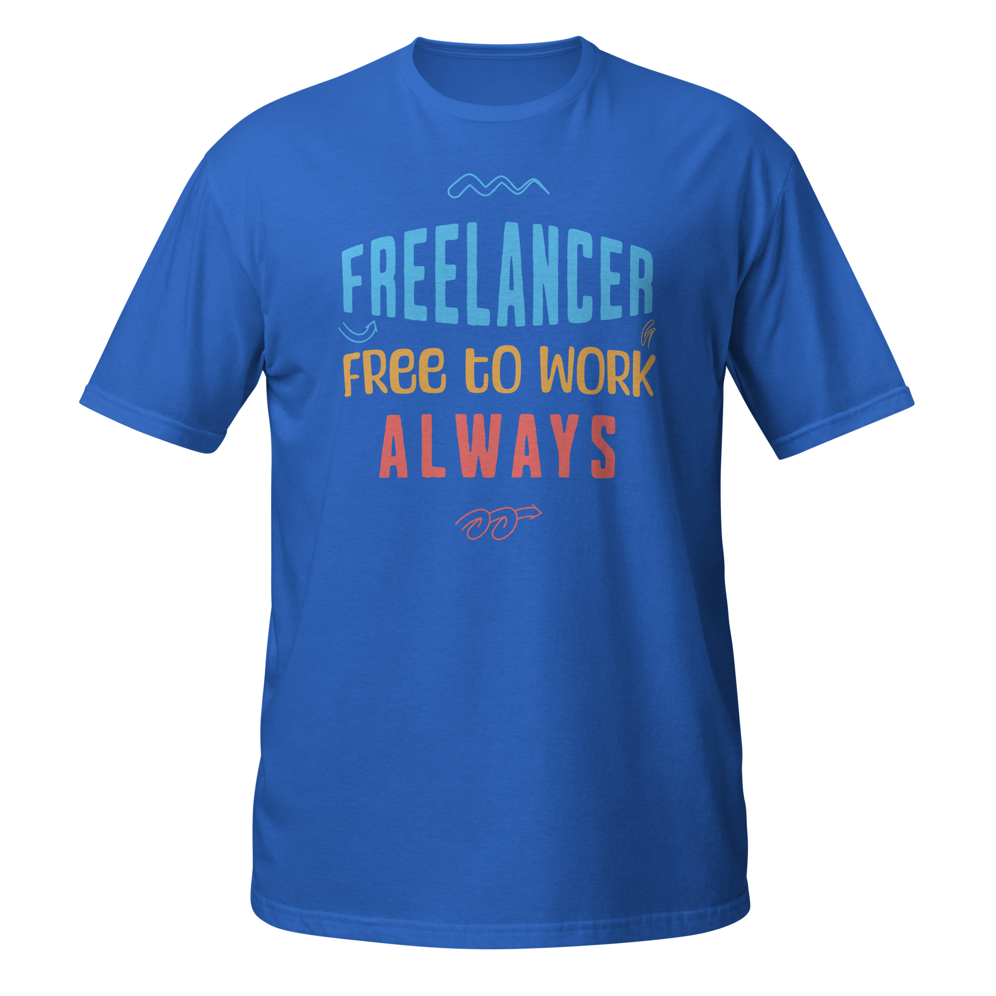 Freelancer Free To Work Always Funny Freelancer T-Shirt Man wearing the Freelancer Free To Work Always funny freelancer t-shirt for remote workers and creators.