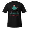 Funny office t-shirt featuring the "Too Many Tabs, No Clear Plan" illustration, a humorous graphic tee for programmers, students, creators, freelancers, and office workers.
