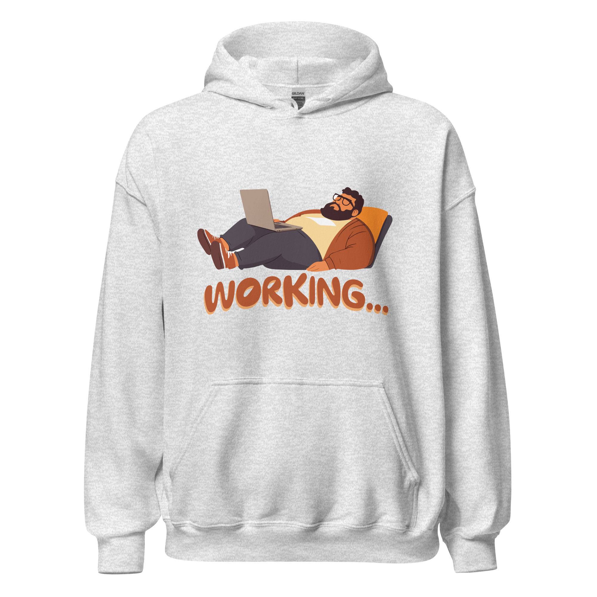 Funny Freelancer Hoodie – Working Relaxed Work Humor Funny freelancer hoodie featuring a relaxed person working on a laptop with “Working…” text