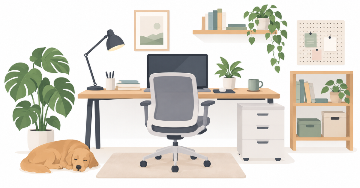 Practical remote work setup with a home office desk and workspace
